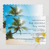 サンシャインビーチパームツリーズプラメリアスウェディングアクト 招待状 (正面/裏面)