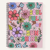 サンシャインピンクのカスタマイズ可能な名前でいっぱいの魂 ノートブック (正面)