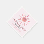 サンシャインピンクの太陽の赤ちゃんシャワーの小さな光線 スタンダードカクテルナプキン (角)