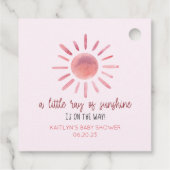 サンシャインピンクの太陽の赤ちゃんシャワーの小さな光線 フェイバータグ (裏面)