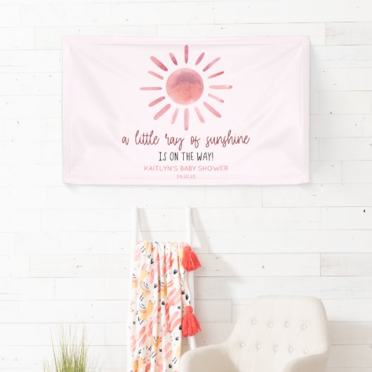 サンシャインピンクの太陽の赤ちゃんシャワーの小さな光線 横断幕 (インサイチュ)