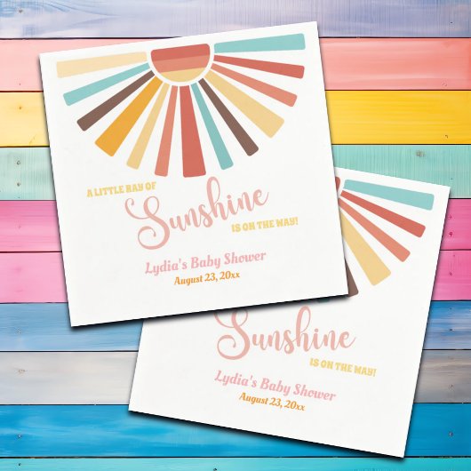 サンシャインピンクの赤ちゃんシャワーの小さな光線 スタンダードカクテルナプキン