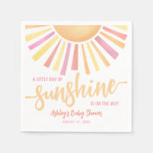 サンシャインピンクの赤ちゃんシャワーの小さな光線 スタンダードカクテルナプキン (正面)