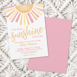 サンシャインピンクの赤ちゃんシャワーの小さな光線 招待状