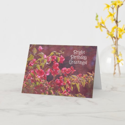 サンシャインピンク花誕生日アートカード カード (黄色い花)