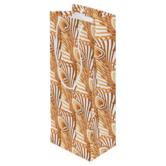 サンシャインピーコックフェザーアールヌーボーデザイン ワインギフトバッグ (裏面アングル)