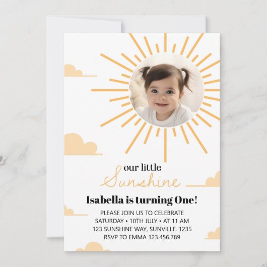 サンシャインファーストのまわりにトリップサン誕生日招待状 招待状 (正面)