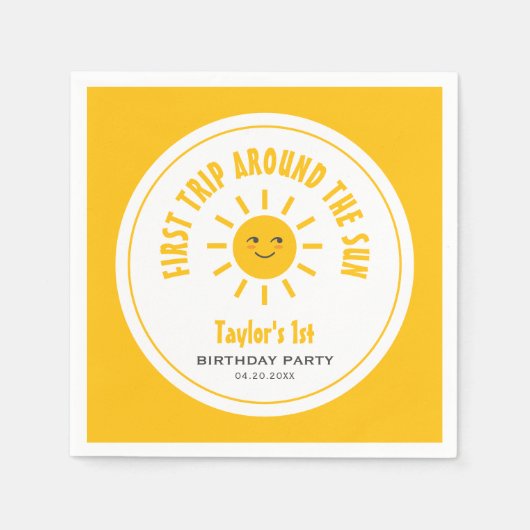 サンシャインファーストのまわりにトリップザサンファースト誕生日 スタンダードカクテルナプキン (正面)