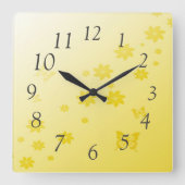 サンシャインフラワーズンチョウ スクエア壁時計 (正面)