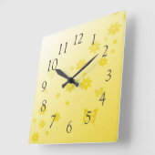 サンシャインフラワーズンチョウ スクエア壁時計 (傾斜)