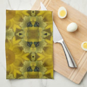 サンシャインフラワーバーストゴールデン キッチンタオル (四つ折り)
