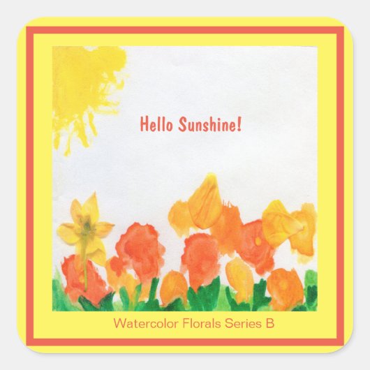 サンシャインフローラ水彩 スクエアシール (正面)