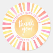 サンシャインブライトピンクサンベビーシャワー ラウンドシール (正面)