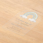 サンシャインブルーボーホレインボーボーボーボーイベビーシャワー アクリル招待状 (レイダウン)