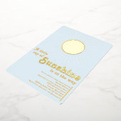 サンシャインブルー金ゴールドサンベビーシャワー 箔招待状 (回転した状態)