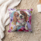 'サンシャイン'ブレンハイムのキャバリアドッグアートのピローホワイト クッション (ブランケット)