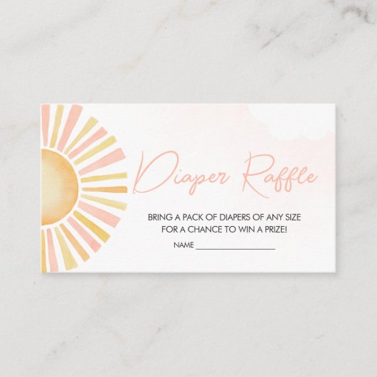 サンシャインベイビーシャワーおむつラッフルの小さな光線 エンクロージャーカード (正面)