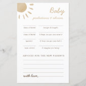 サンシャインベイビーシャワーのアドバイスと予測ゲーム (正面)