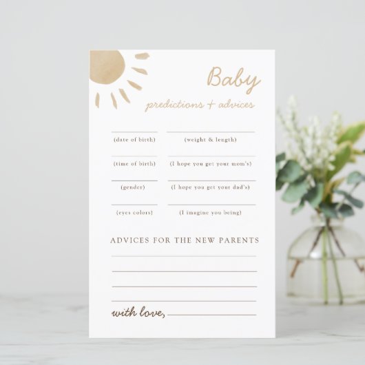 サンシャインベイビーシャワーアドバイスと予測ゲーム (スタンド正面)