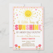 サンシャインベイビーシャワー招待ピンクガール 招待状 (正面)