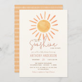 サンシャインベイビーシャワー男女兼用の小さな光線 招待状 (正面/裏面)