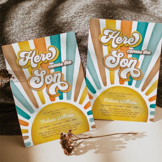 サンシャインベイビーシャワー Here Comes the Son 招待状