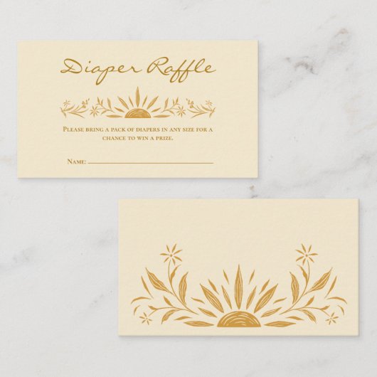 サンシャインベビーシャワーおむつラッフルカード エンクロージャーカード (正面/裏面)