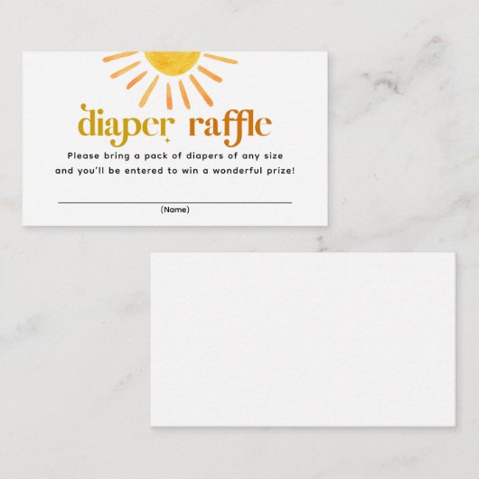 サンシャインベビーシャワーおむつラッフル エンクロージャーカード (正面/裏面)
