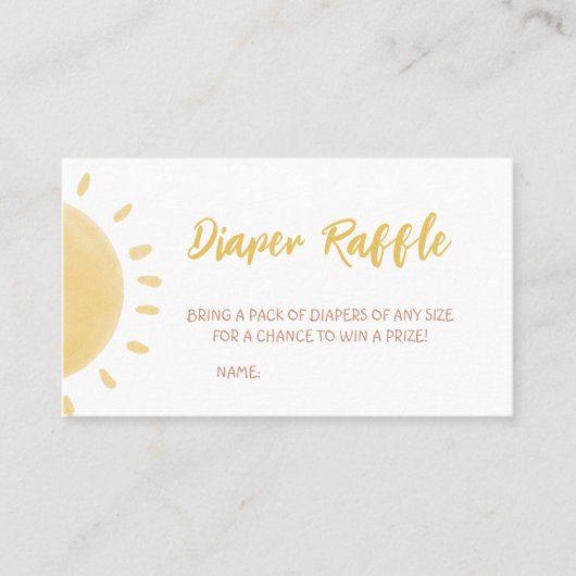 サンシャインベビーシャワーおむつラッフル 名刺 (正面)