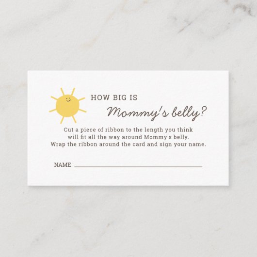 サンシャインベビーシャワーどのように大きいmommys腹 エンクロージャーカード (正面)