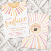 サンシャインベビーシャワーのピンクの小さな光線 招待状