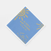 サンシャインベビーシャワーのブルーイエローレトロレイ スタンダードランチョンナプキン (角)