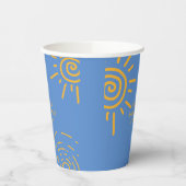 サンシャインベビーシャワーのブルーイエローレトロレイ 紙コップ (左)