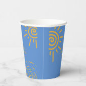 サンシャインベビーシャワーのブルーイエローレトロレイ 紙コップ (右)