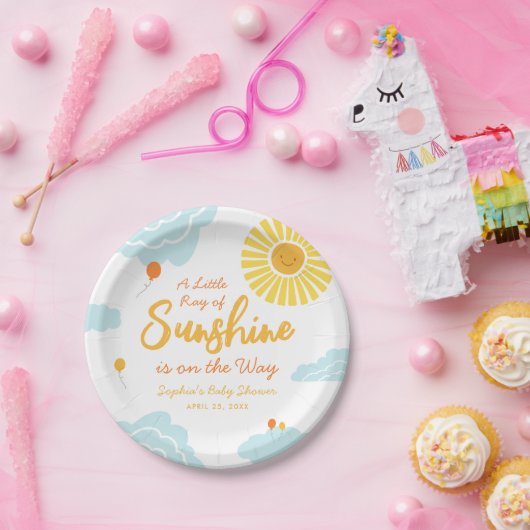 サンシャインベビーシャワーの小さな光線紙プレート ペーパープレート (パーティー)