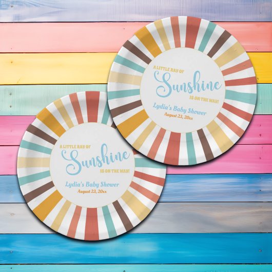 サンシャインベビーシャワーの小さな光線 ペーパープレート