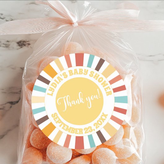 サンシャインベビーシャワーの小さな光線 ラウンドシール