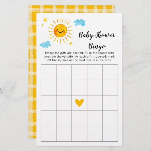 サンシャインベビーシャワービンゴゲーム (正面/裏面)