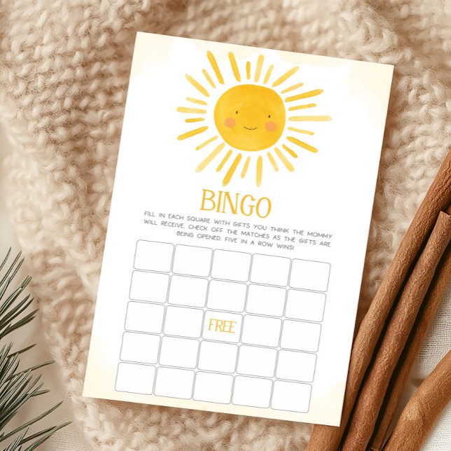 サンシャインベビーシャワービンゴゲーム (Little Ray of Sunshine Baby Shower Bingo Game)