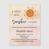 サンシャインベビーシャワーピンクガールサンラグジュアリー マグネット招待状 (正面)