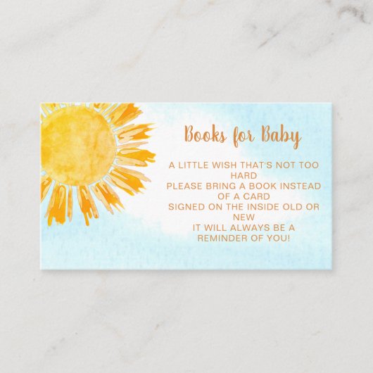 サンシャインベビーシャワーベビー線用の本 エンクロージャーカード (正面)