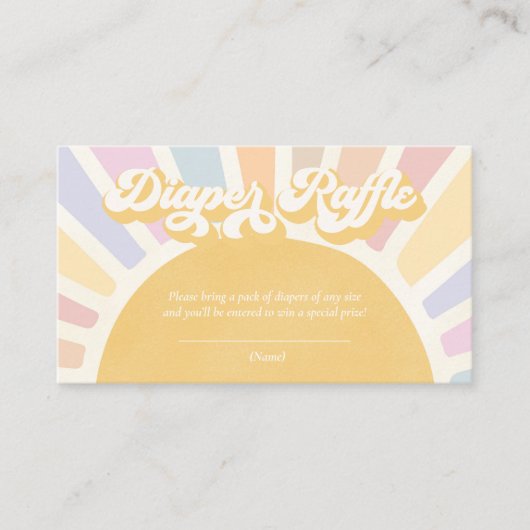 サンシャインベビーシャワーボホピンクサンオムツラッフル エンクロージャーカード (正面)