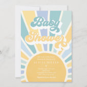 サンシャインベビーシャワーボホレトロイエローサンシャイン 招待状 (正面)