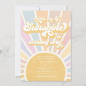 サンシャインベビーシャワーボホレトロピンクサンシャイン 招待状 (正面)