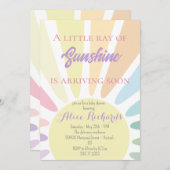 サンシャインベビーシャワーボホレトロピンクベビーシャワー 招待状 (正面/裏面)