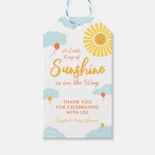 サンシャインベビーシャワーメッセージカード ギフトタグ (正面)