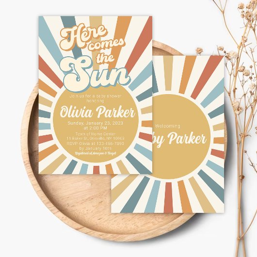 サンシャインベビーシャワー招待状レトロヴィンテージ 招待状