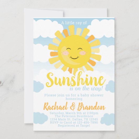 サンシャインベビーシャワー招待状招待状 招待状 (正面)