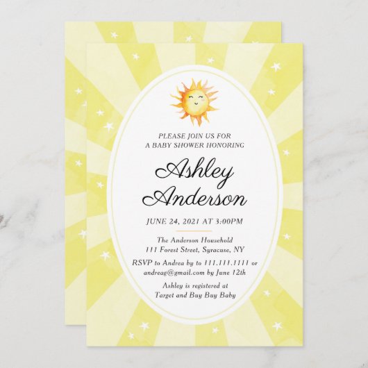 サンシャインベビーシャワー招待状 招待状 (正面/裏面)