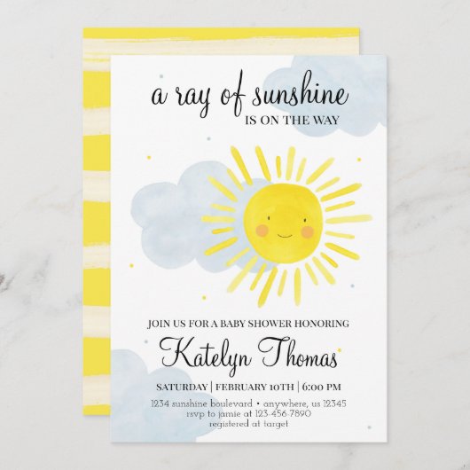 サンシャインベビーシャワー招待状 男女兼用 招待状 (正面/裏面)